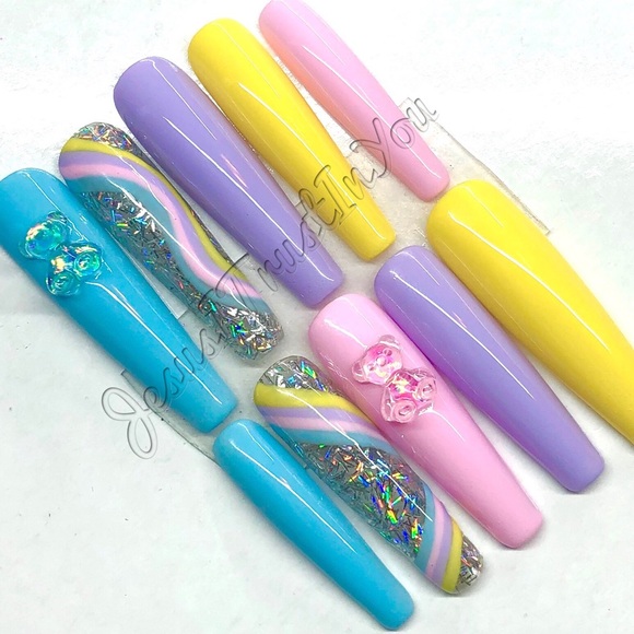 XXL BALLERINA BEARY CUTE PRESS ON NAILS - Picture 4 of 11